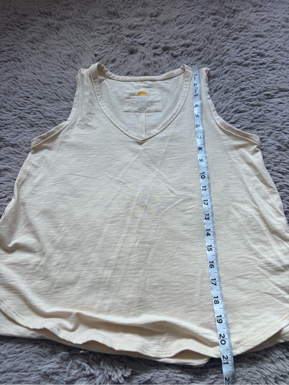 C&C California Women's V-Neck Sleeveless Tank Top — Cream XS - Picture 7 of 7